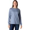 Carhartt Women’s Loose Fit Heavyweight Long-Sleeve Logo Sleeve Graphic T-Shirt(Light Faded Navy Heather)