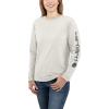 Carhartt Women’s Loose Fit Heavyweight Long-Sleeve Logo Sleeve Graphic T-Shirt(Malt)