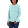 Carhartt Women’s Loose Fit Heavyweight Long-Sleeve Logo Sleeve Graphic T-Shirt(Pastel Turquoise)