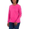 Carhartt Women’s Loose Fit Heavyweight Long-Sleeve Logo Sleeve Graphic T-Shirt(Pink Glow)
