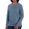 Carhartt Women’s Loose Fit Heavyweight Long-Sleeve Logo Sleeve Graphic T-Shirt(Thundercloud Heather)