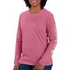 Carhartt Women’s Loose Fit Heavyweight Long-Sleeve Logo Sleeve Graphic T-Shirt(Woodrose)