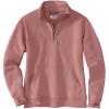 Carhartt Women’s Relaxed Fit Midweight Quarter-Zip Mock-Neck Sweatshirt(Rose Tint Heather)