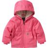 Carhartt baby-girls Baby Girls Sherpa-lined Hooded Canvas Zip-up Jacket(Pink Lemonade)