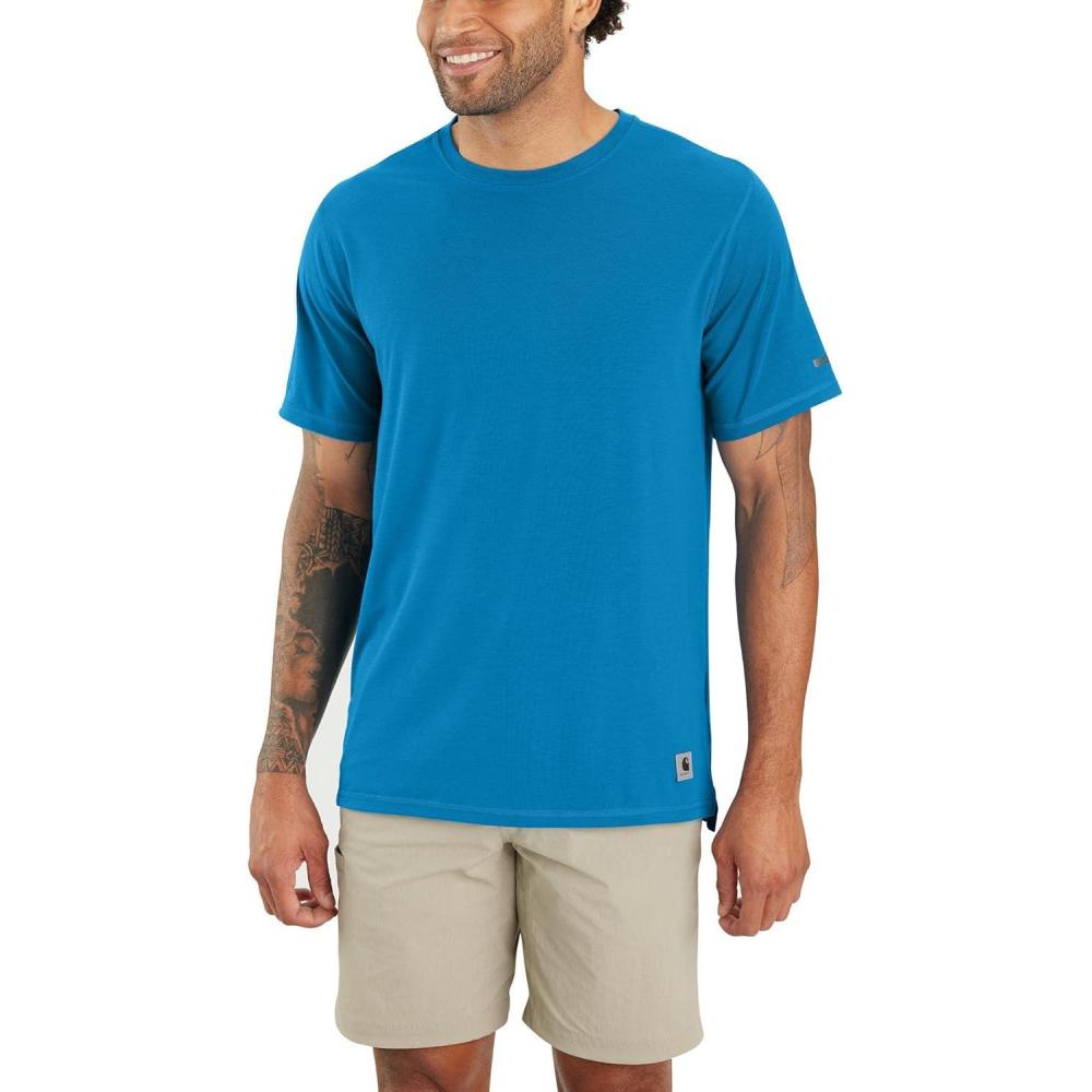 imageCarhartt Mens Carhartt LWD Relaxed Fit ShortSleeve TShirtMarine Blue