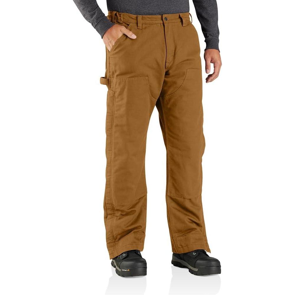 imageCarhartt Mens Loose Fit Washed Duck Insulated PantCarhartt Brown