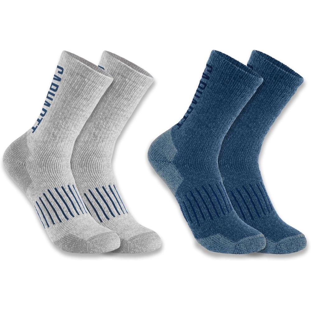 imageCarhartt Mens SC9522M Midweight SyntheticWool Blend Logo Crew Sock 2PackAssorted 02