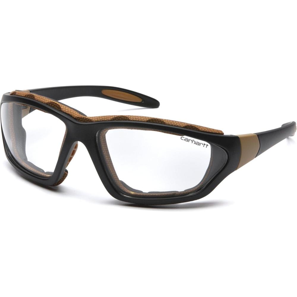 imageCarhartt Gear CHB420DTP Carthage Gray AntiFog Lens  One Size  BlackTan FrameClear Antifog Lens