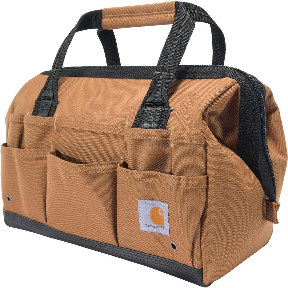 imageCarhartt Onsite Tool Bag Durable WaterResistant Tool Storage Bag Heavyweight 16Inch 30 Pocket Carhartt BrownCarhartt Brown