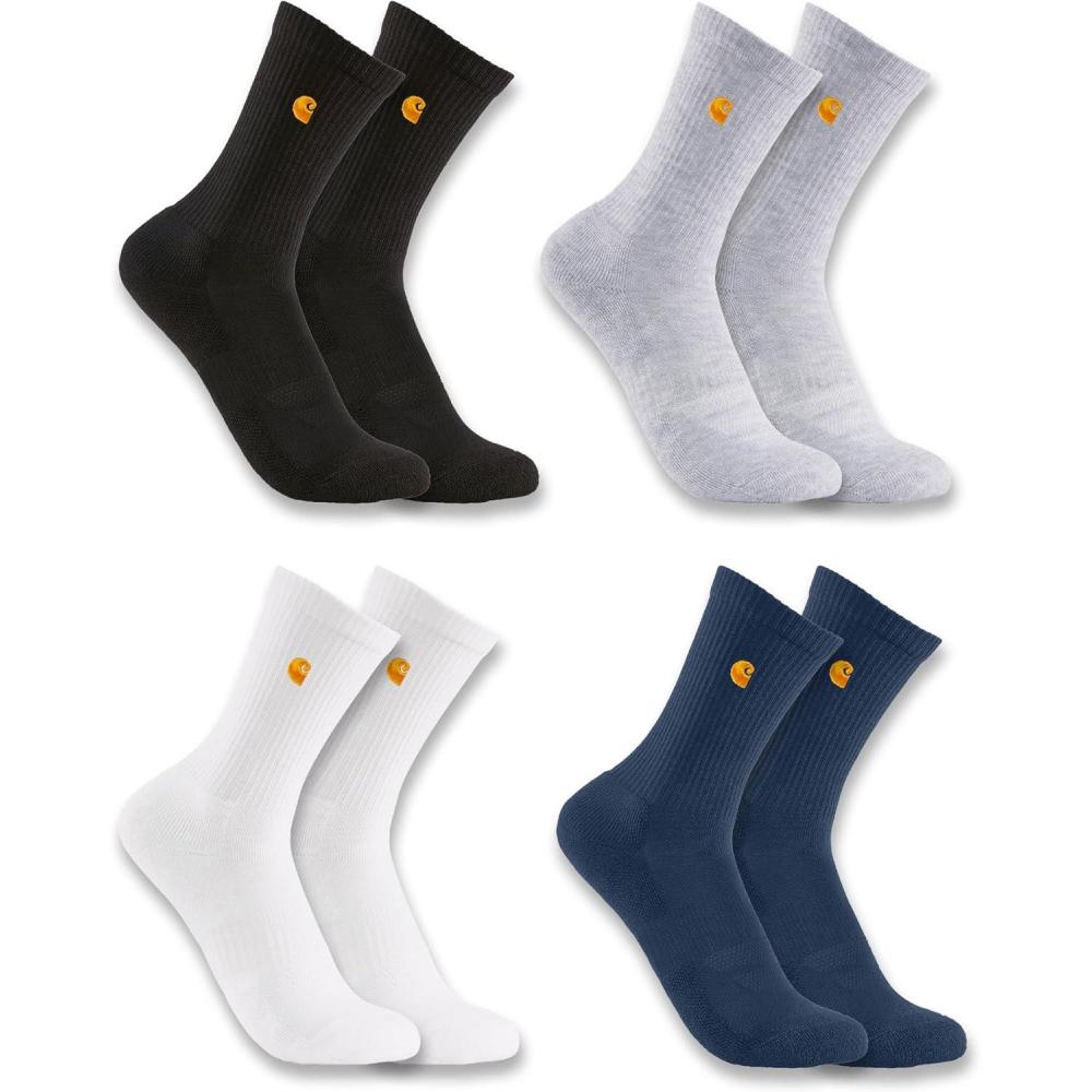 imageCarhartt boys Midweight Embroidered Crew Sock 4 PackAssorted 01
