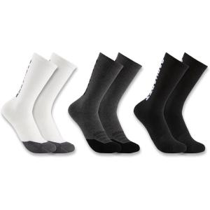 Carhartt Men’s Midweight Cotton-Tencel Vertical Logo Crew Sock 3 Pack(Assorted 01)