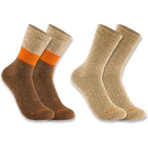 Carhartt Men’s Midweight Synthetic-Wool Blend Colorblock Crew Sock 2 Pack(Assorted 02 Orange Block)