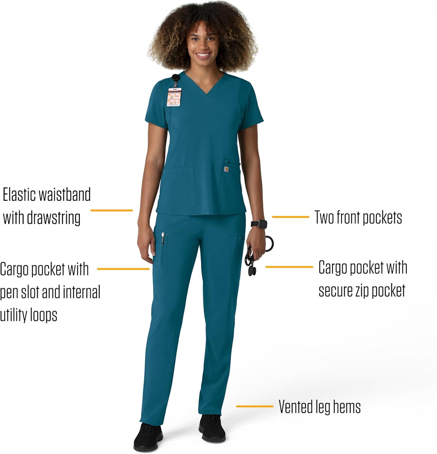 imageCarhartt Womens Womens Straight Leg Cargo Scrub PantCaribbean Blue