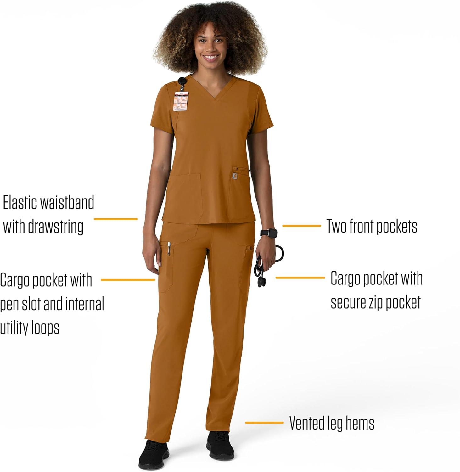 imageCarhartt Womens Womens Straight Leg Cargo Scrub PantFox Brown