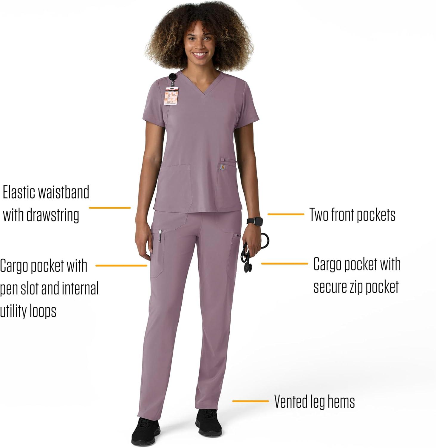 imageCarhartt Womens Womens Straight Leg Cargo Scrub PantLavender Mist