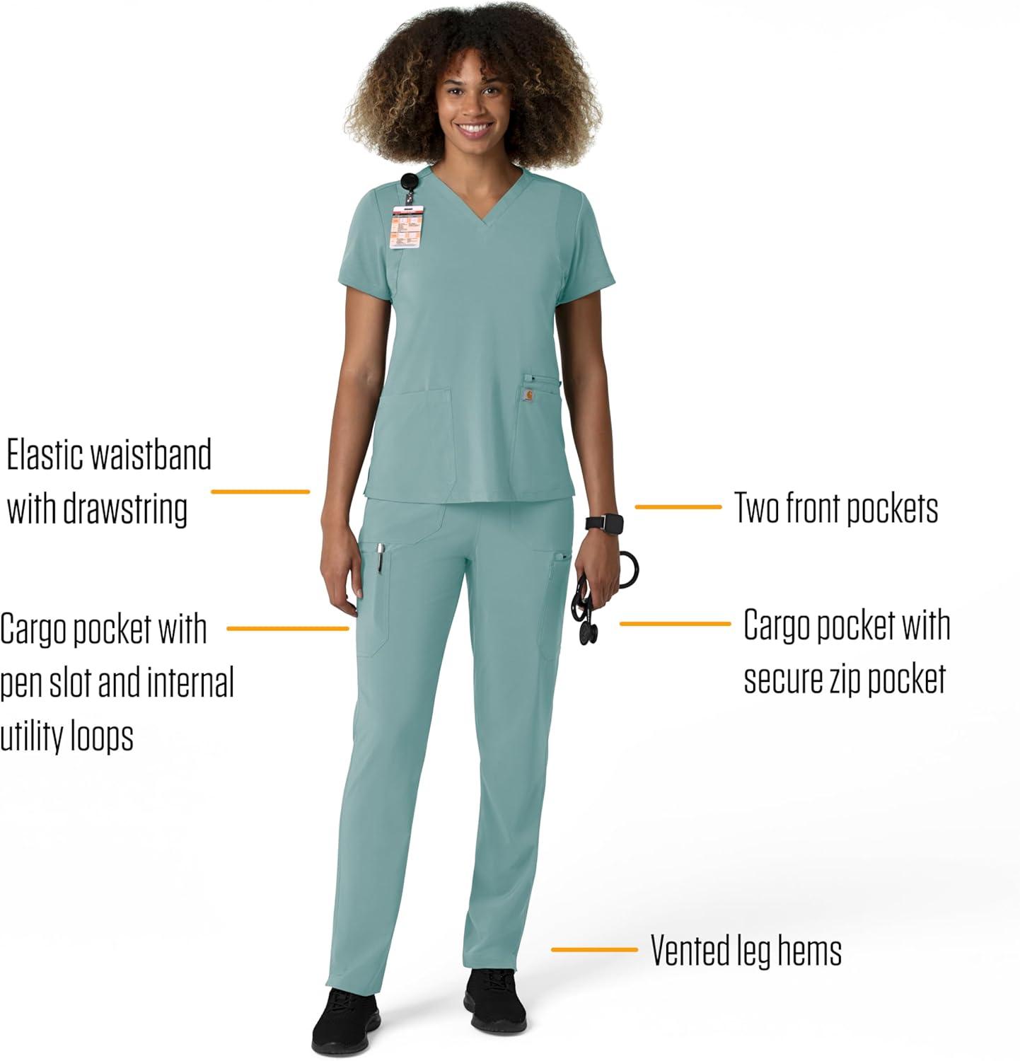 imageCarhartt Womens Womens Straight Leg Cargo Scrub PantSummer Blue