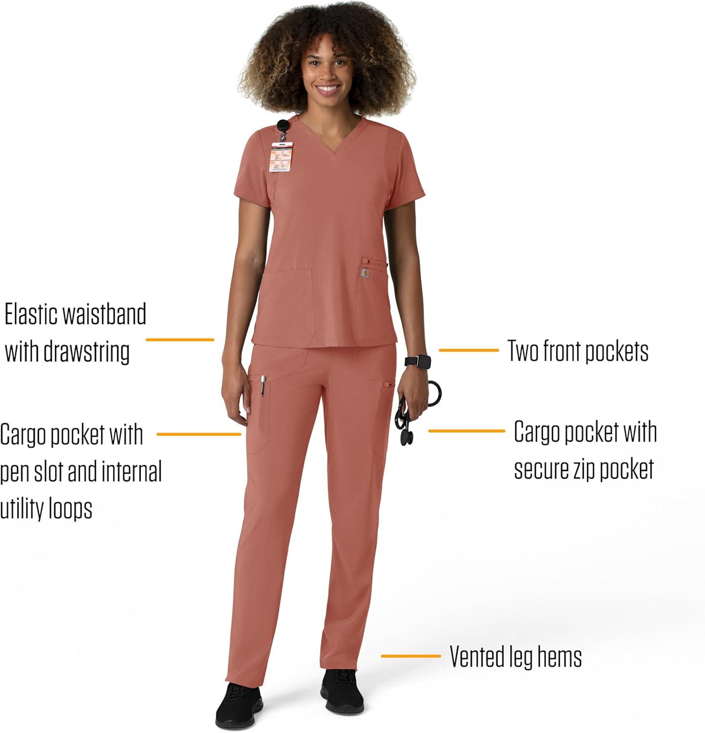 imageCarhartt Womens Womens Straight Leg Cargo Scrub PantWild Rose