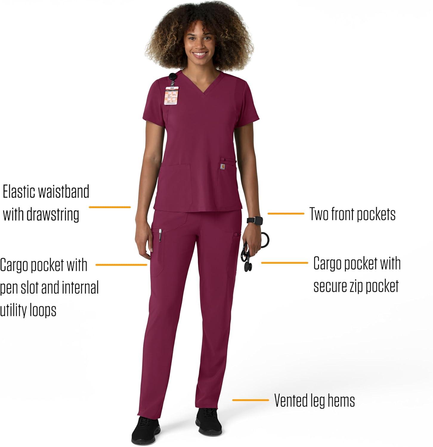 imageCarhartt Womens Womens Straight Leg Cargo Scrub PantWine